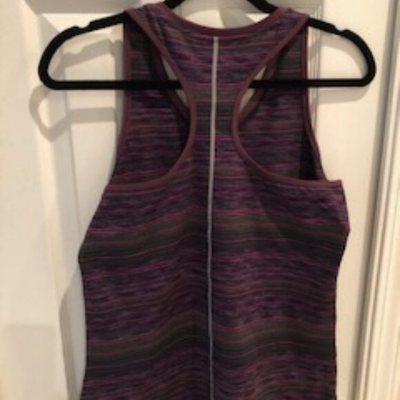 Running Room Athletic Activewear Racer Back Stripped Run Top Purple Pink Sz M - Picture 2 of 2
